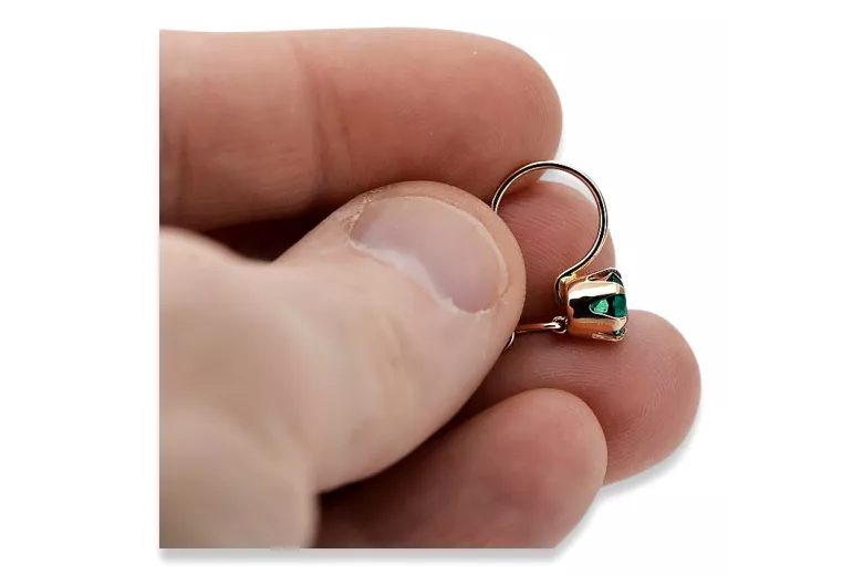 Emerald Original Vintage 14K Rose Gold Earrings Vintage style vec056r